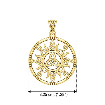 The Sun and Celtic Trinity Knot Solid Yellow Gold Pendant GPD5924 - Jewelry